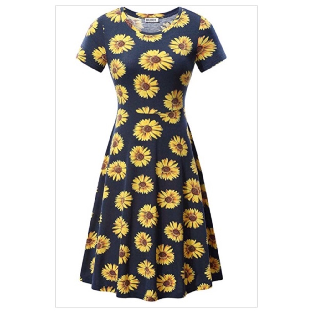 Sunflower Print T-Shirt Dress